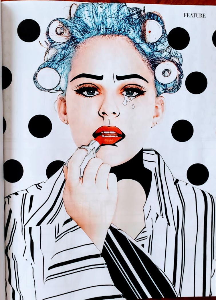 a close up of a womans face