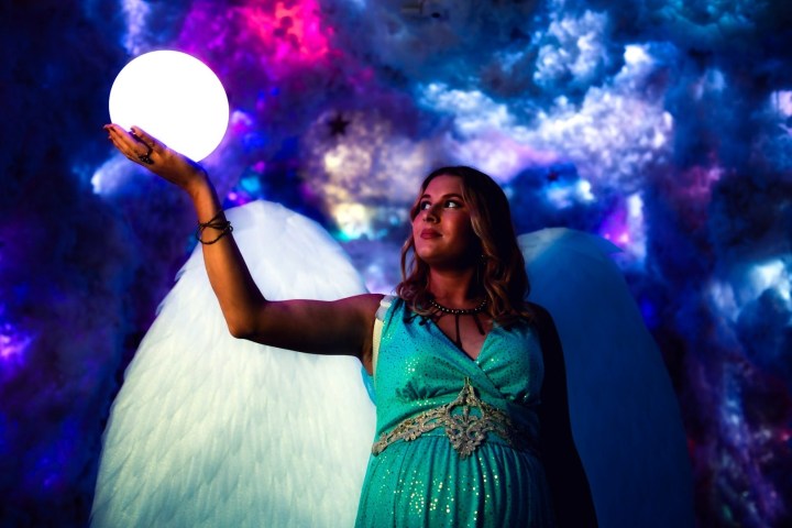 a person standing in front of a stage